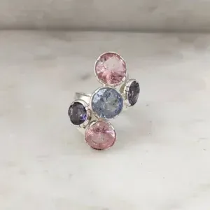 Anello in Argento con Pietre in Pasta Vitrea
