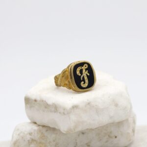 Anello da uomo in Argento 925‰ con lettera F iniziale
