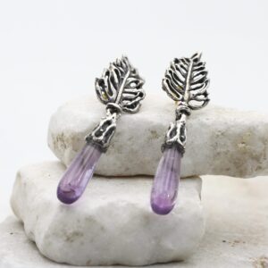 Orecchini in Argento con Ametiste a goccia Collezione “Marte”