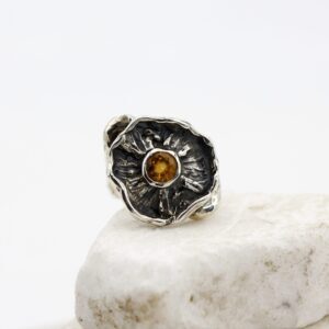 Anello in Argento con Quarzo citrino Winter Flower