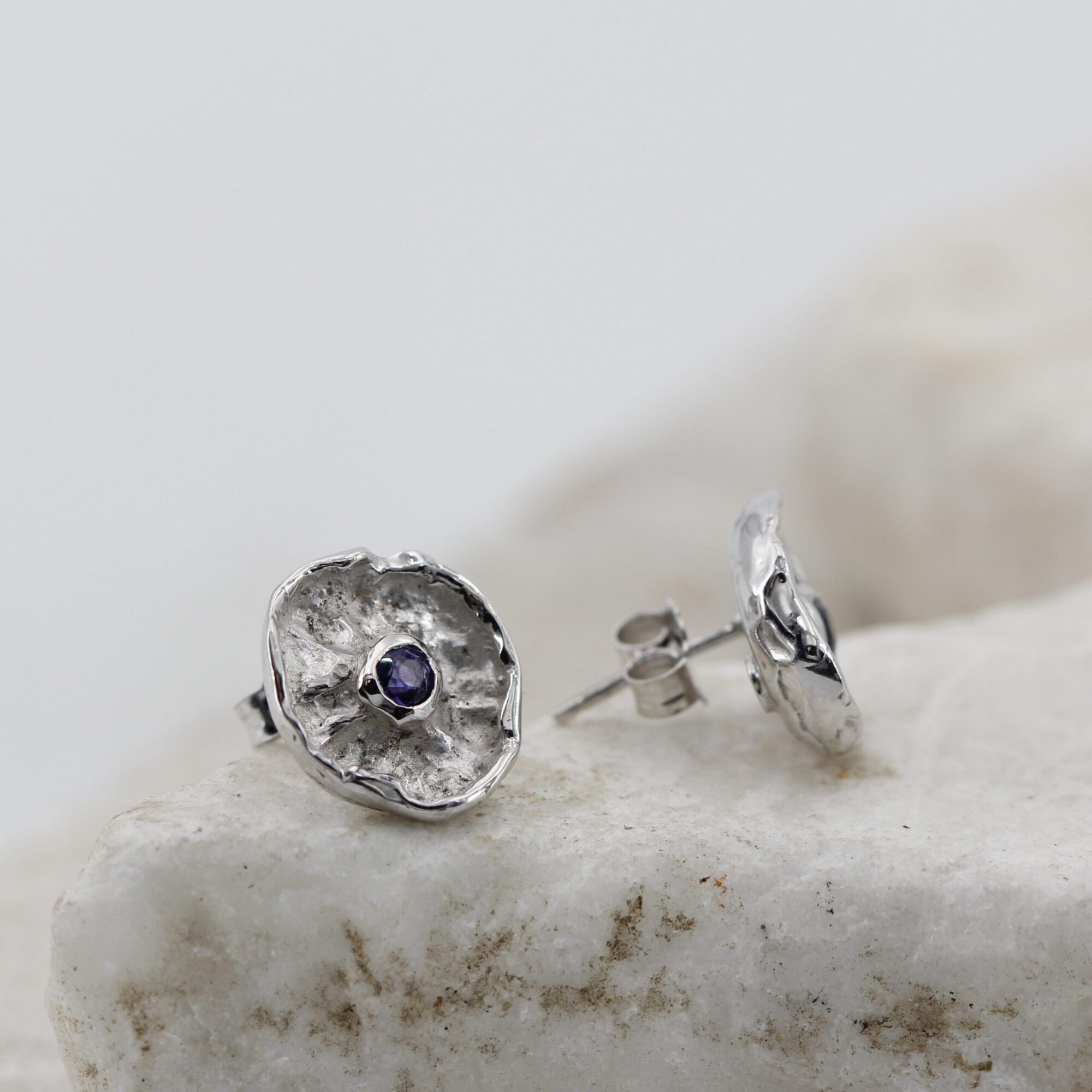 Earrings – “Winter Flower” – Sterling Silver with Iolite - immagine 3
