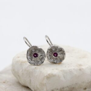 Orecchini – Fiore d’Inverno – in Argento con Rodolite piccoli