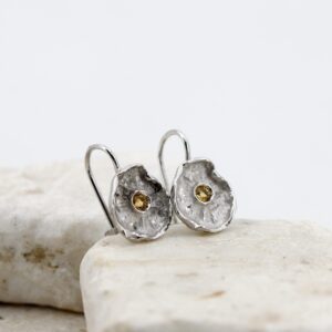 Orecchini – Fiore d’Inverno – in Argento con Quarzo citrino piccoli