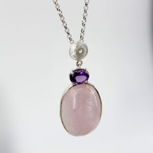 Pendente in argento con Morganite e Ametista