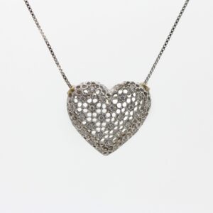 Pendente Cuore in Argento con Zirconi e catena