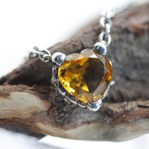 Pendente in Argento con Quarzo Madera a Forma di Cuore Linea Marte