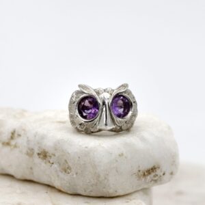 Anello GUFO in argento con Ametista