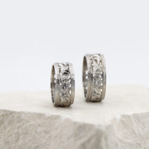 Anello Fascia fedina in Argento con motivi floreali