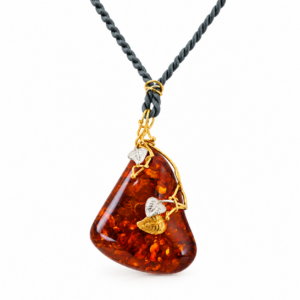 Pendente in oro con Ambra color cognac